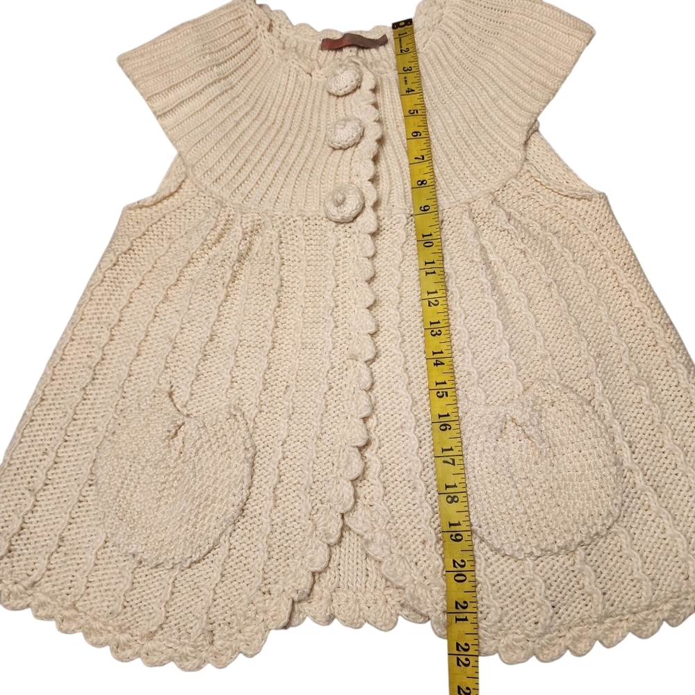 Saint Tropez White Cap Sleeve Knit Cardigan Sweater Size L - Picture 9 of 13